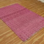 Hand Block Printed Pink Geometric Carpet