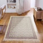 Handmade Block Printed Pink Floral Area Rug