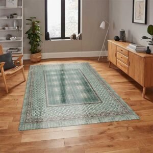 Teal Blue Handcrafted Cotton Large Area Rug