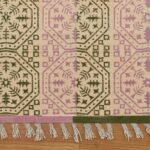 Hand Block Printed Pink Striped Area Carpet