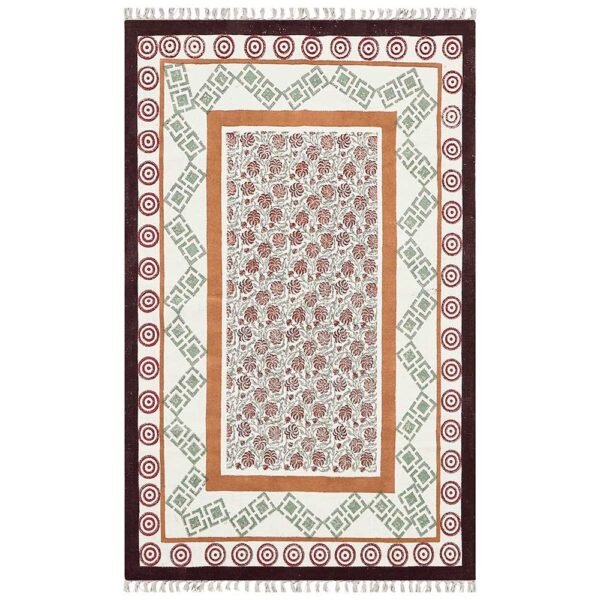 Hand Block Printed Tribal Cotton Large Carpet