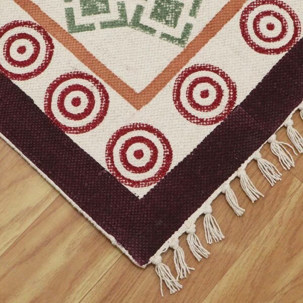Hand Block Printed Tribal Cotton Large Carpet - Image 5
