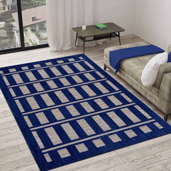 Hand Braided Blue Rug Jute Area Carpet - Image 2