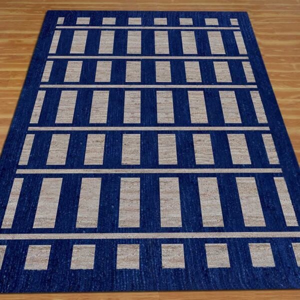 Hand Braided Blue Rug Jute Area Carpet - Image 3