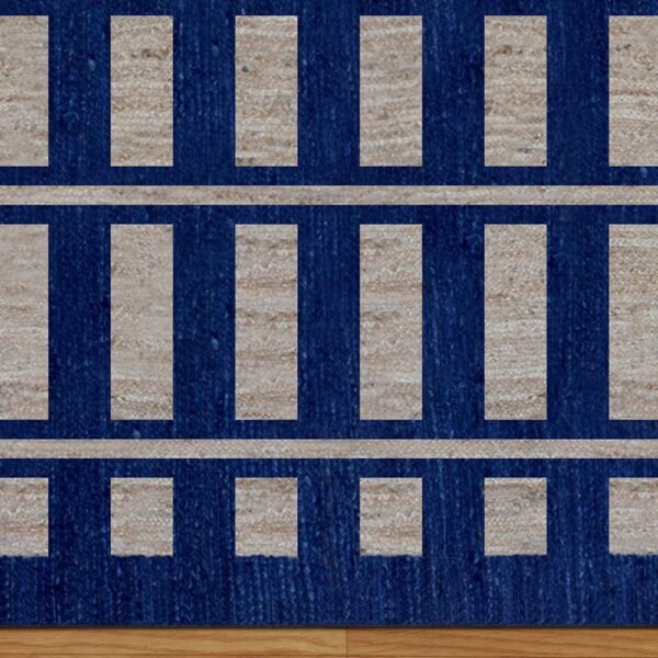 Hand Braided Blue Rug Jute Area Carpet - Image 5