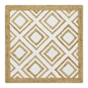 Handmade Jute White Rug Geometric Carpet