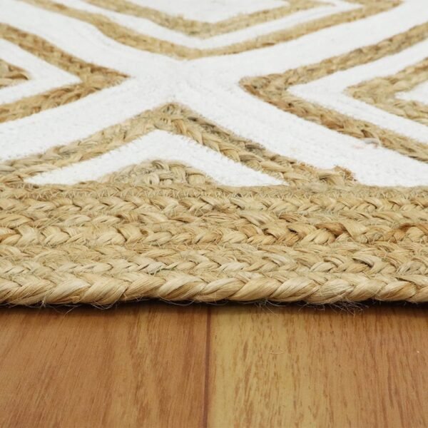 Handmade Jute White Rug Geometric Carpet - Image 5