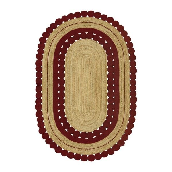 Indian Handmade Geometric Red Jute Area Rug