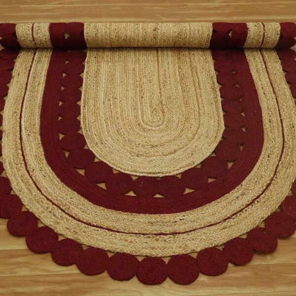 Indian Handmade Geometric Red Jute Area Rug - Image 4