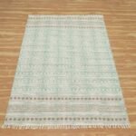 Handmade Geometric Embroidery Green Area Rug