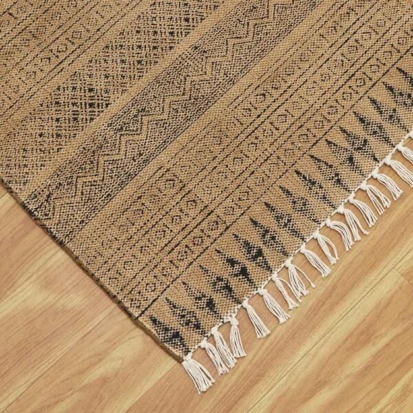 Hand Block Printed Cotton Dining Room Rug - Image 5