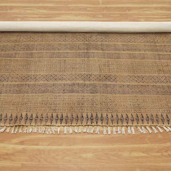 Hand Block Printed Cotton Dining Room Rug - Image 7