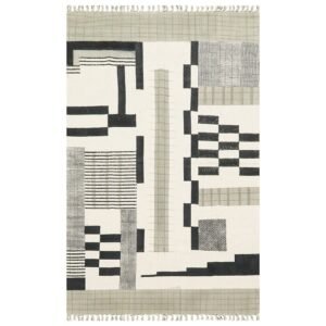 Hand Crafted Black Abstract Cotton Home Decor Rug
