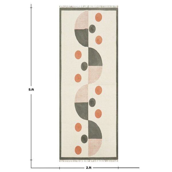 Handmade Block Printed Cotton Entryway Area Rug - Image 2