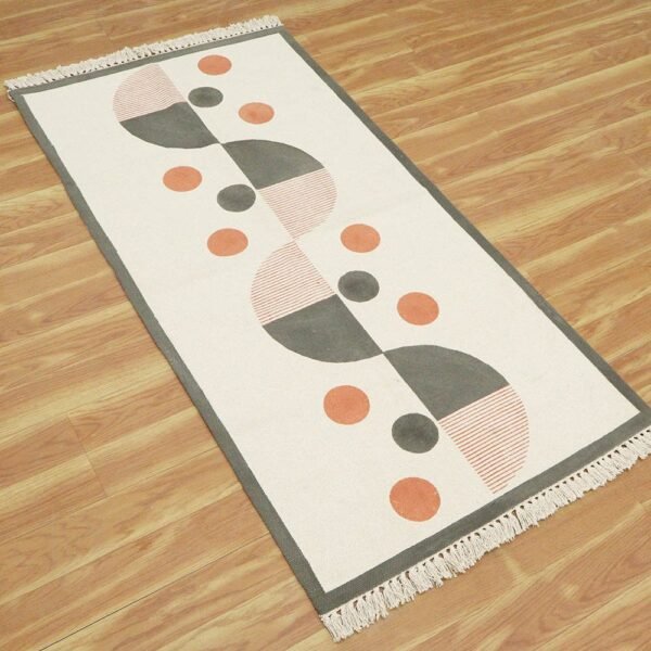 Handmade Block Printed Cotton Entryway Area Rug - Image 3