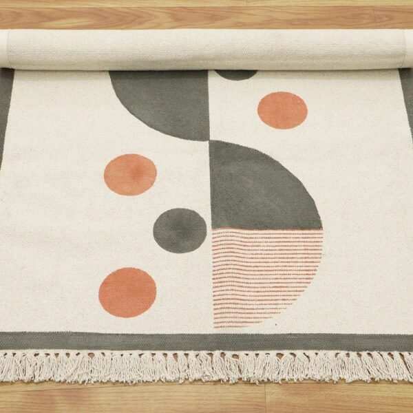 Handmade Block Printed Cotton Entryway Area Rug - Image 7