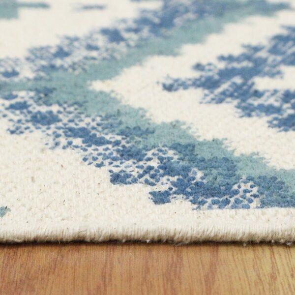 Blue Hand Block Printed Cotton Hall Area Rug - Image 6