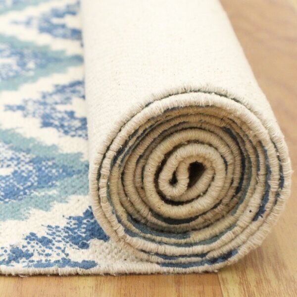 Blue Hand Block Printed Cotton Hall Area Rug - Image 8