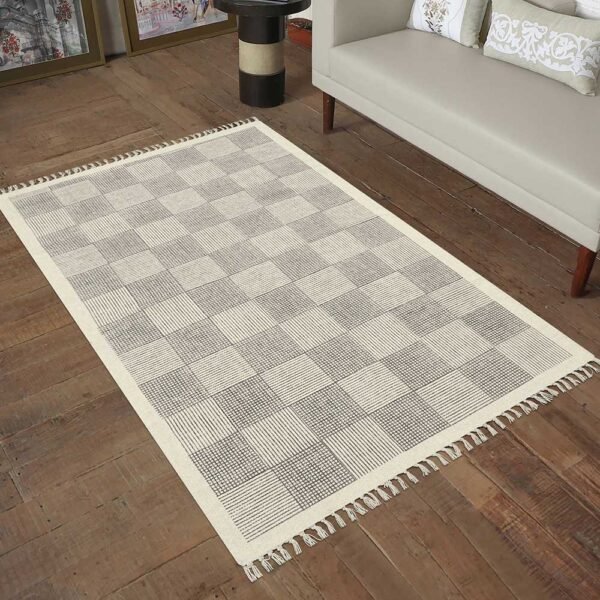 Brown Geometric Handmade Kitchen Area Rug - Image 2