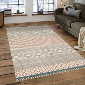 Hand Block Printed Cotton Contemporary Rug