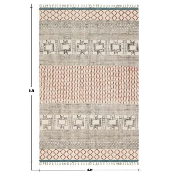 Hand Block Printed Cotton Contemporary Rug - Image 3