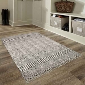 Handmade Geometric Black Area Rug