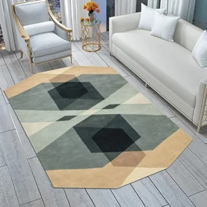 Gray Tufted Rug Handmade Wool Carpet
