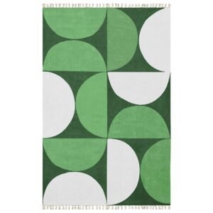 Geometric Handmade Kitchen Area Green Rug