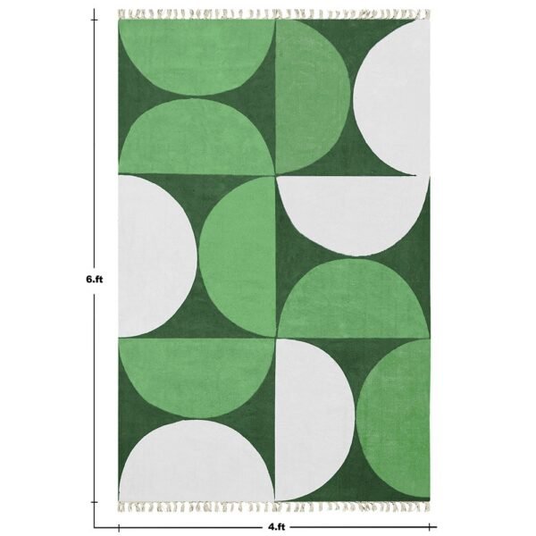 Geometric Handmade Kitchen Area Green Rug - Image 3