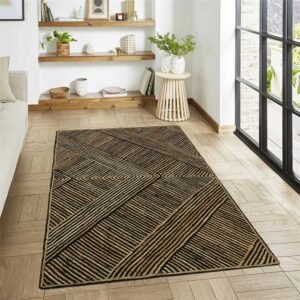 Large Handmade Black Jute Rug
