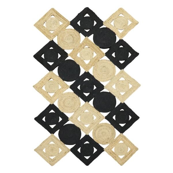 Handmade Stylish Natural Black Beige Jute Rug