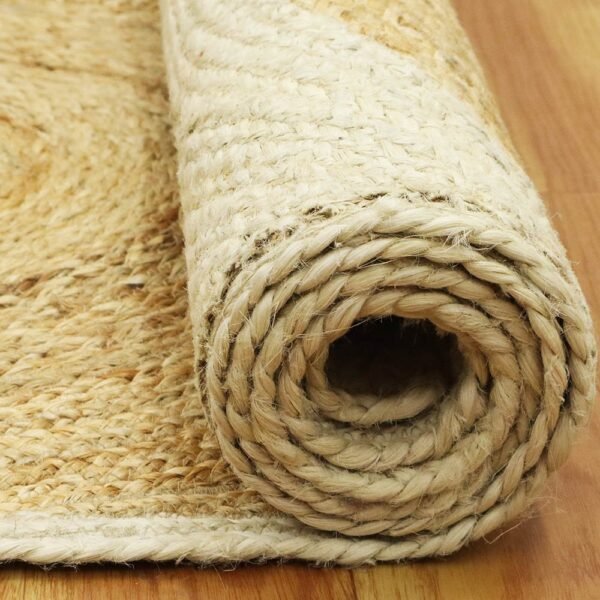 Handmade Ntural Beige Geometric Jute Area Rug - Image 4