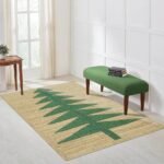 Hand Braided Natural Jute Christmas Tree Green Area Rug