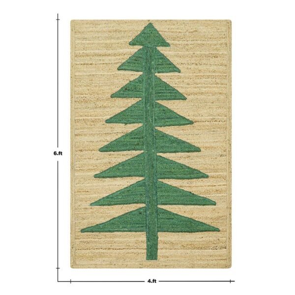 Hand Braided Natural Jute Christmas Tree Green Area Rug - Image 4