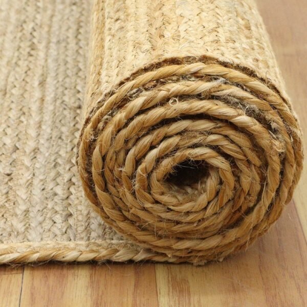 Handmade Natural Beige Dining Jute AreaRug - Image 8