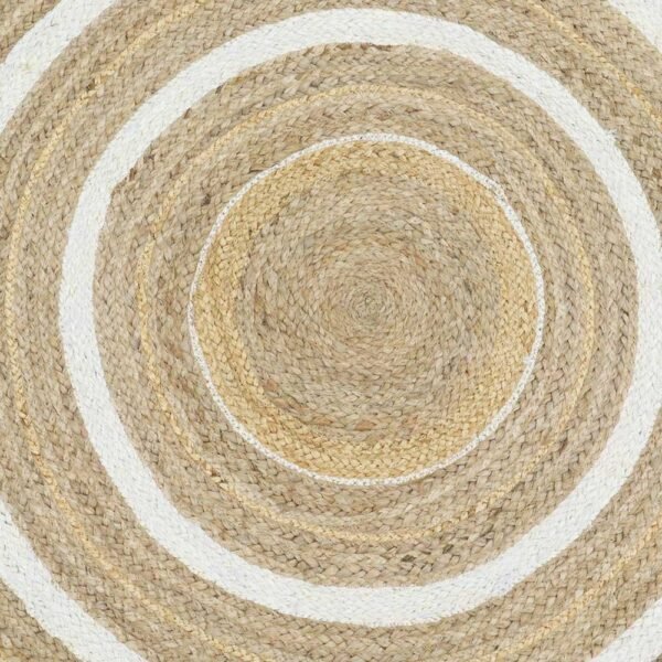 white Jute Rug Striped Hand Braided Area Rug - Image 5