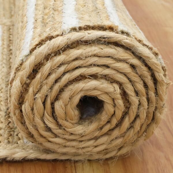Hand Braided Beige Jute Rug Braided Natural Texture - Image 8