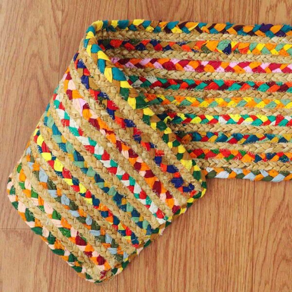 Multicolor Stair Steps Handmade Cotton Chindi Rug - Image 6