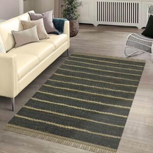 Blue Hand Woven Natural Jute Large Rug