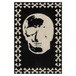 Black Hand Tufted Skull Wool Rug
