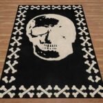Black Hand Tufted Skull Wool Rug