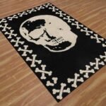 Black Hand Tufted Skull Wool Rug