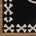 Black Hand Tufted Skull Wool Rug
