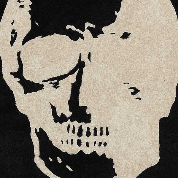 Black Hand Tufted Skull Wool Rug - Image 8