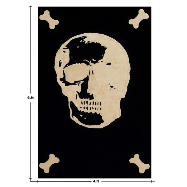 Black Skull Rug Hand Tufted Wool Rug - Image 8