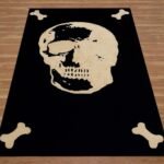 Black Skull Rug Hand Tufted Wool Rug