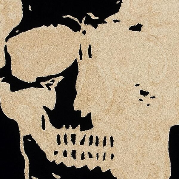 Black Skull Rug Hand Tufted Wool Rug - Image 6
