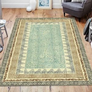 Hand Block Printed Jute Large Area Rug