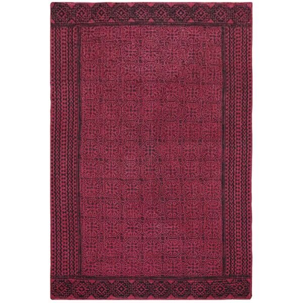 Bordered Handmade Rug Block Printed Area Rug