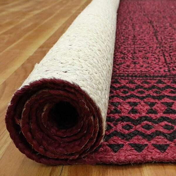 Bordered Handmade Rug Block Printed Area Rug - Image 6